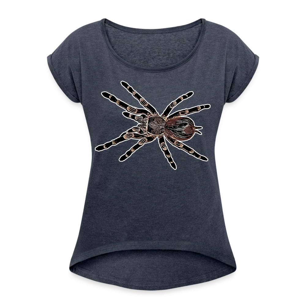 Frauen T-Shirt mit gerollten Ärmeln Acanthoscurria geniculata - Navy meliert