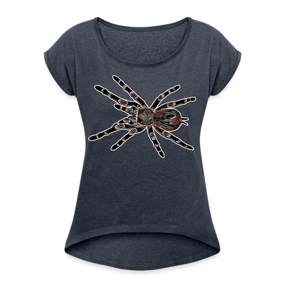 Frauen T-Shirt mit gerollten Ärmeln Acanthoscurria geniculata - Navy meliert