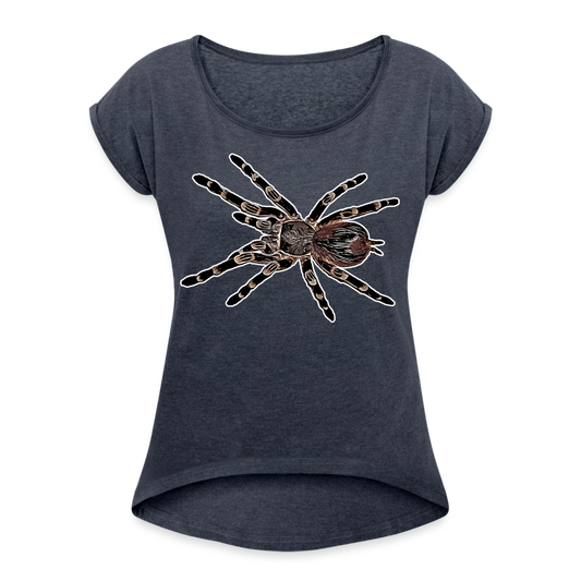 Frauen T-Shirt mit gerollten Ärmeln Acanthoscurria geniculata - Navy meliert