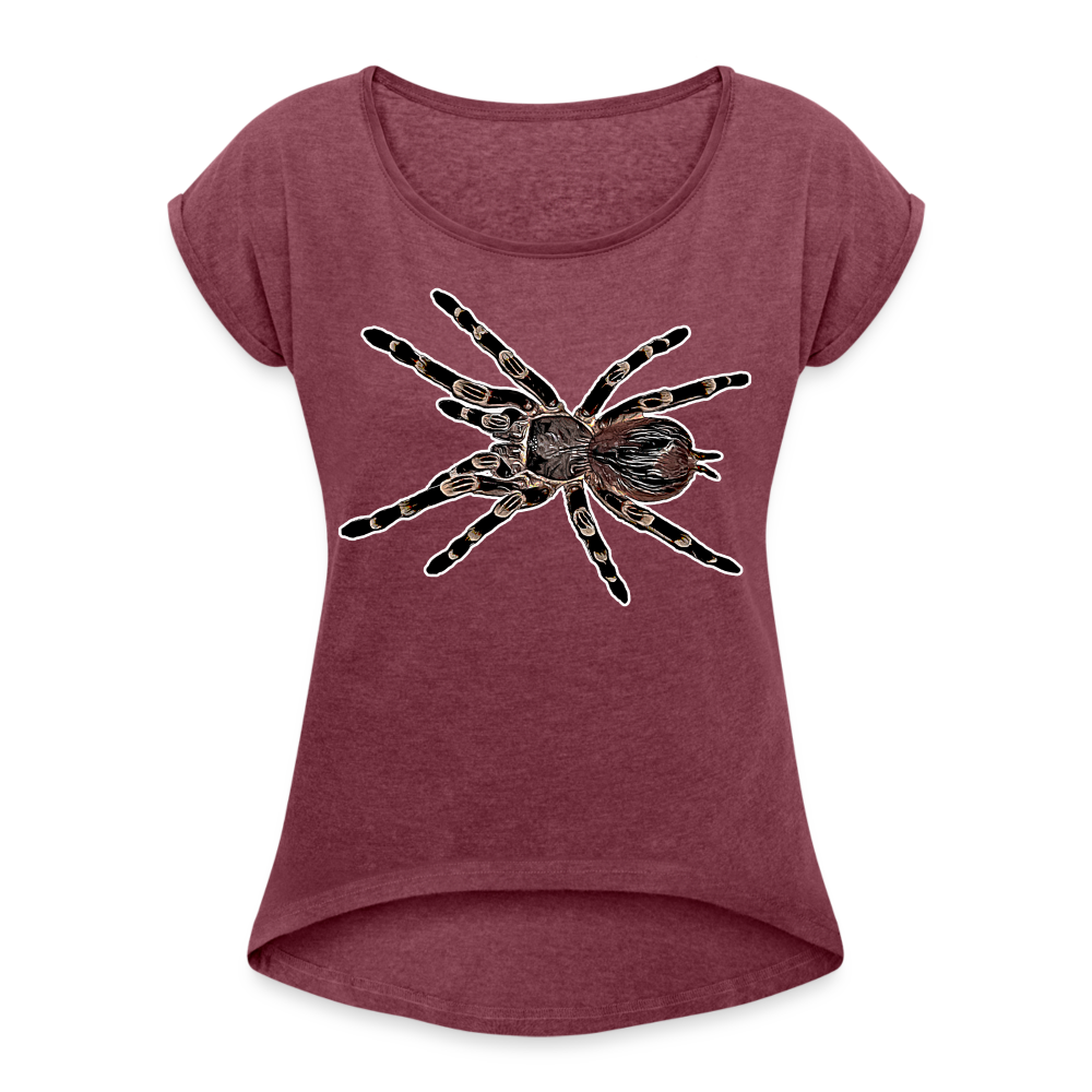 Frauen T-Shirt mit gerollten Ärmeln Acanthoscurria geniculata - Bordeauxrot meliert