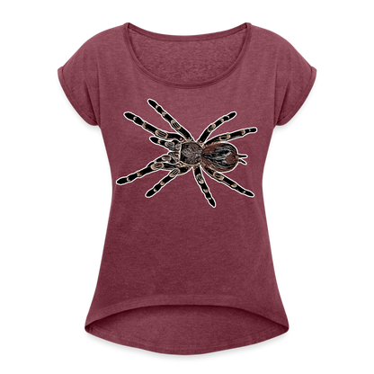 Frauen T-Shirt mit gerollten Ärmeln Acanthoscurria geniculata - Bordeauxrot meliert