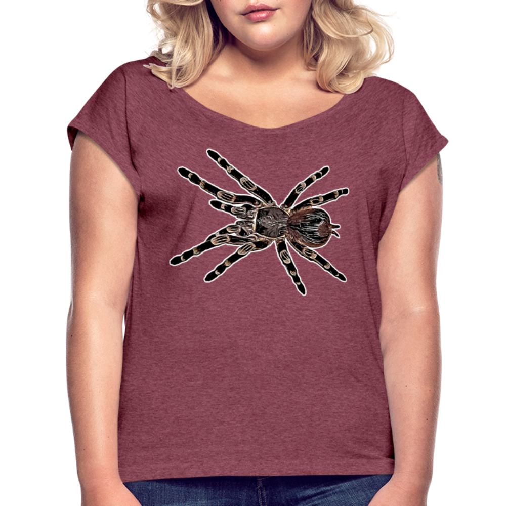 Frauen T-Shirt mit gerollten Ärmeln Acanthoscurria geniculata - Bordeauxrot meliert