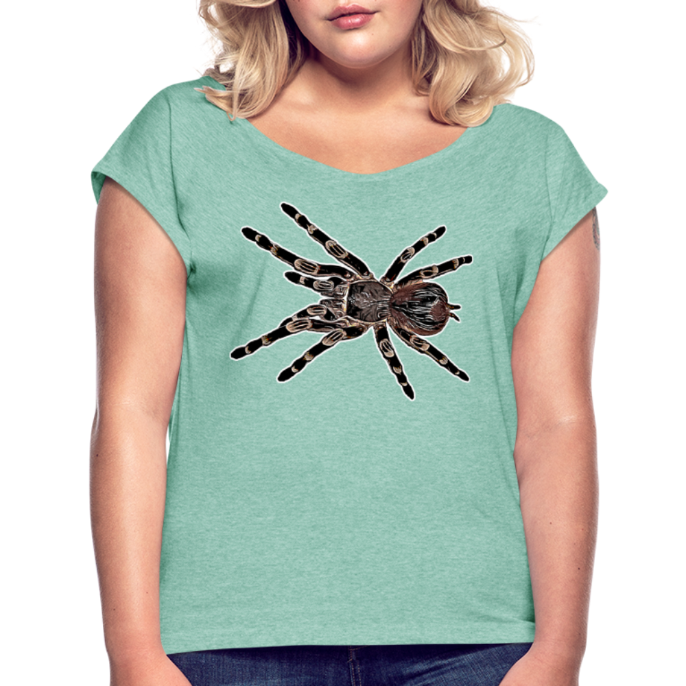 Frauen T-Shirt mit gerollten Ärmeln Acanthoscurria geniculata - Minze meliert