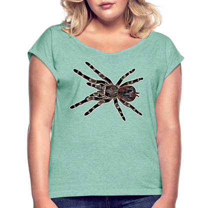 Frauen T-Shirt mit gerollten Ärmeln Acanthoscurria geniculata - Minze meliert