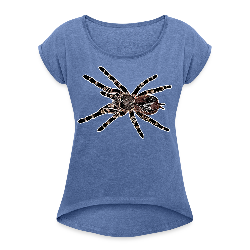 Frauen T-Shirt mit gerollten Ärmeln Acanthoscurria geniculata - Denim meliert