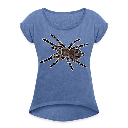 Frauen T-Shirt mit gerollten Ärmeln Acanthoscurria geniculata - Denim meliert