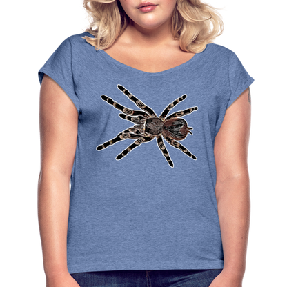 Frauen T-Shirt mit gerollten Ärmeln Acanthoscurria geniculata - Denim meliert