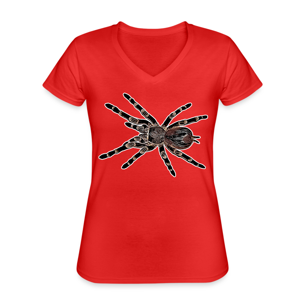 Frauen-T-Shirt mit V-Ausschnitt Acanthoscurria geniculata - Rot