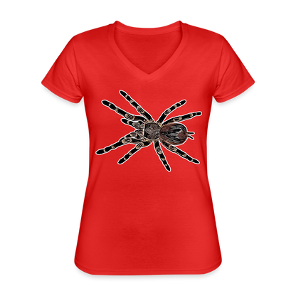 Frauen-T-Shirt mit V-Ausschnitt Acanthoscurria geniculata - Rot