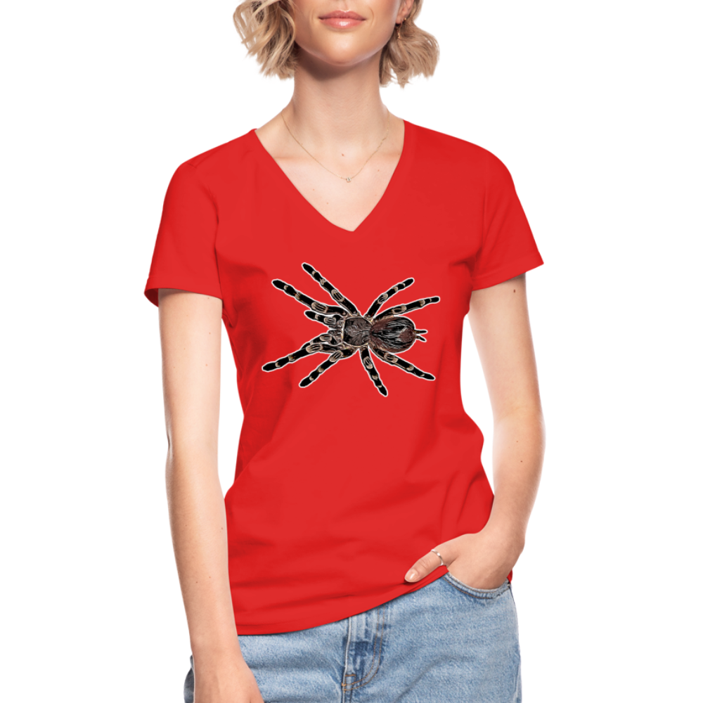 Frauen-T-Shirt mit V-Ausschnitt Acanthoscurria geniculata - Rot