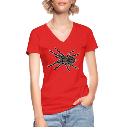 Frauen-T-Shirt mit V-Ausschnitt Acanthoscurria geniculata - Rot