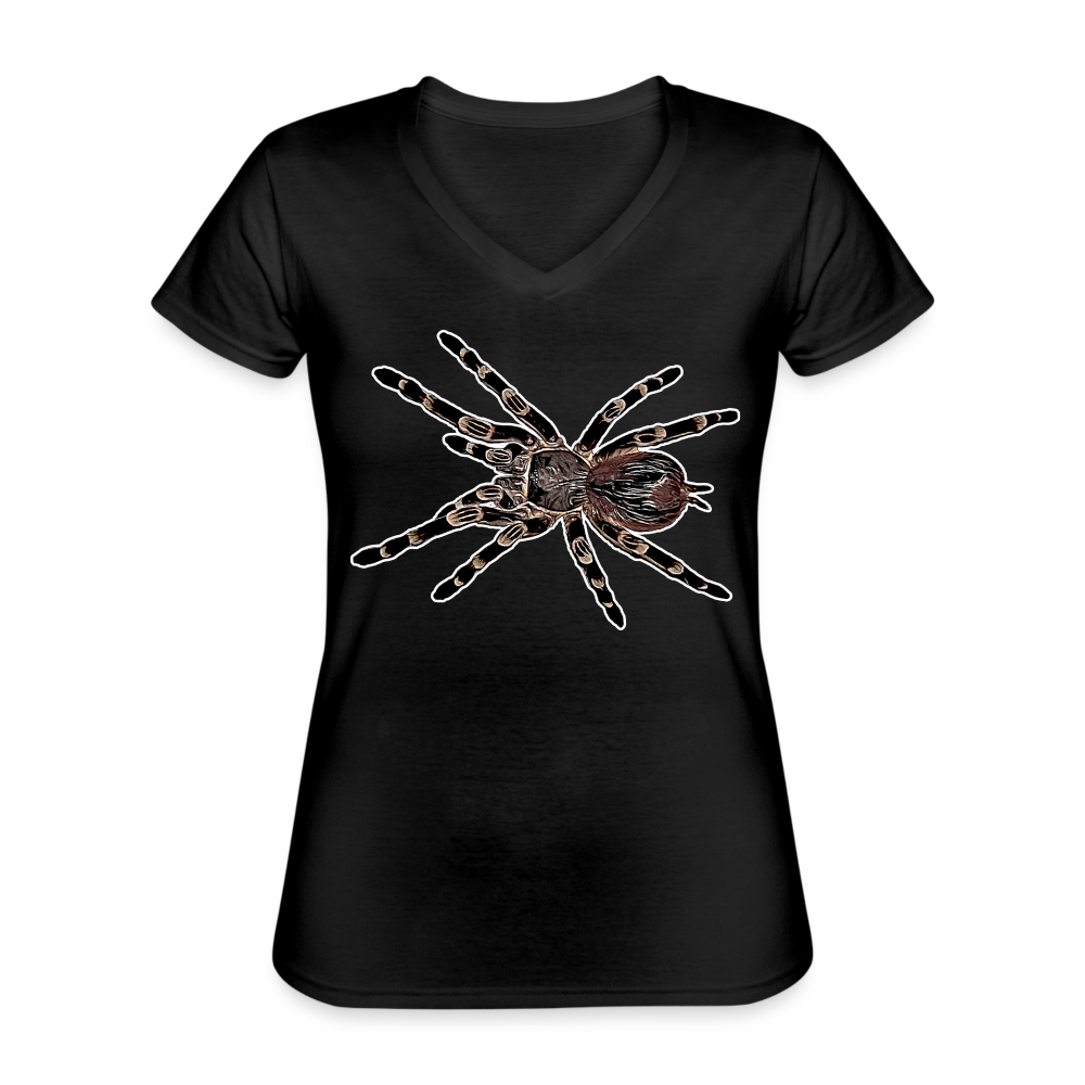 Frauen-T-Shirt mit V-Ausschnitt Acanthoscurria geniculata - Schwarz