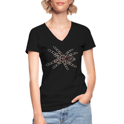 Frauen-T-Shirt mit V-Ausschnitt Acanthoscurria geniculata - Schwarz