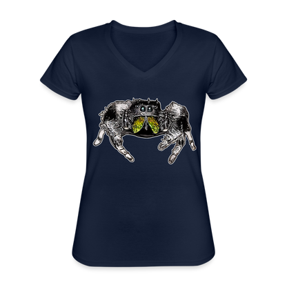 Frauen-T-Shirt mit V-Ausschnitt Phidippus regius Rastafari male - Navy