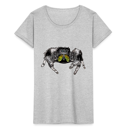 Frauen Fruit of the Loom T-Shirt Phidippus regius Rastafari male - Grau meliert
