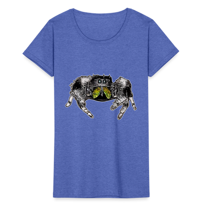 Frauen Fruit of the Loom T-Shirt Phidippus regius Rastafari male - Blau meliert