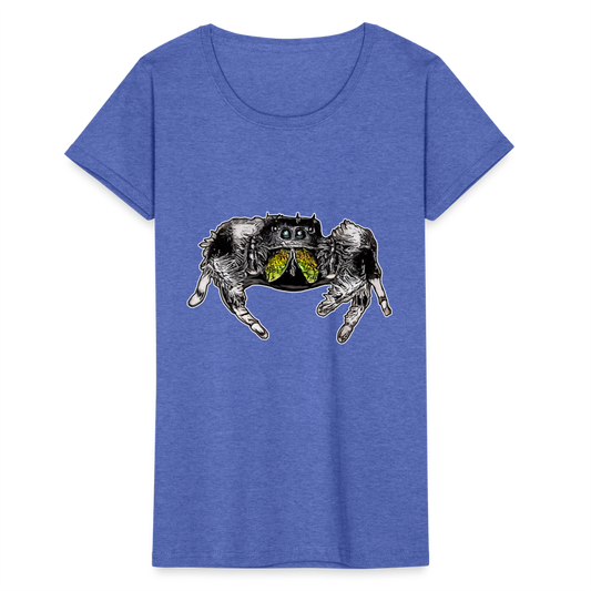 Frauen Fruit of the Loom T-Shirt Phidippus regius Rastafari male - Blau meliert