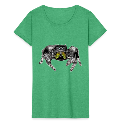 Frauen Fruit of the Loom T-Shirt Phidippus regius Rastafari male - Grün meliert