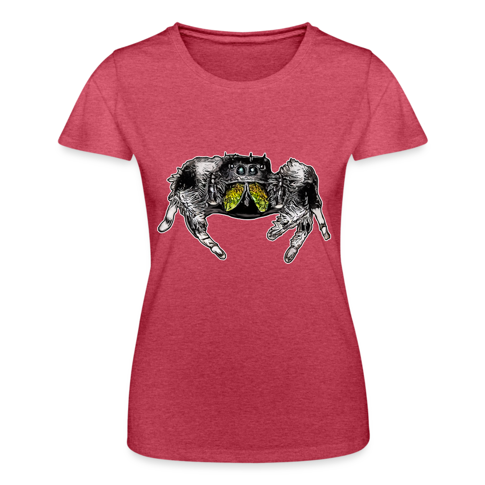 Frauen Fruit of the Loom T-Shirt Phidippus regius Rastafari male - Rot meliert