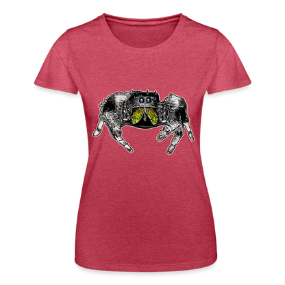 Frauen Fruit of the Loom T-Shirt Phidippus regius Rastafari male - Rot meliert
