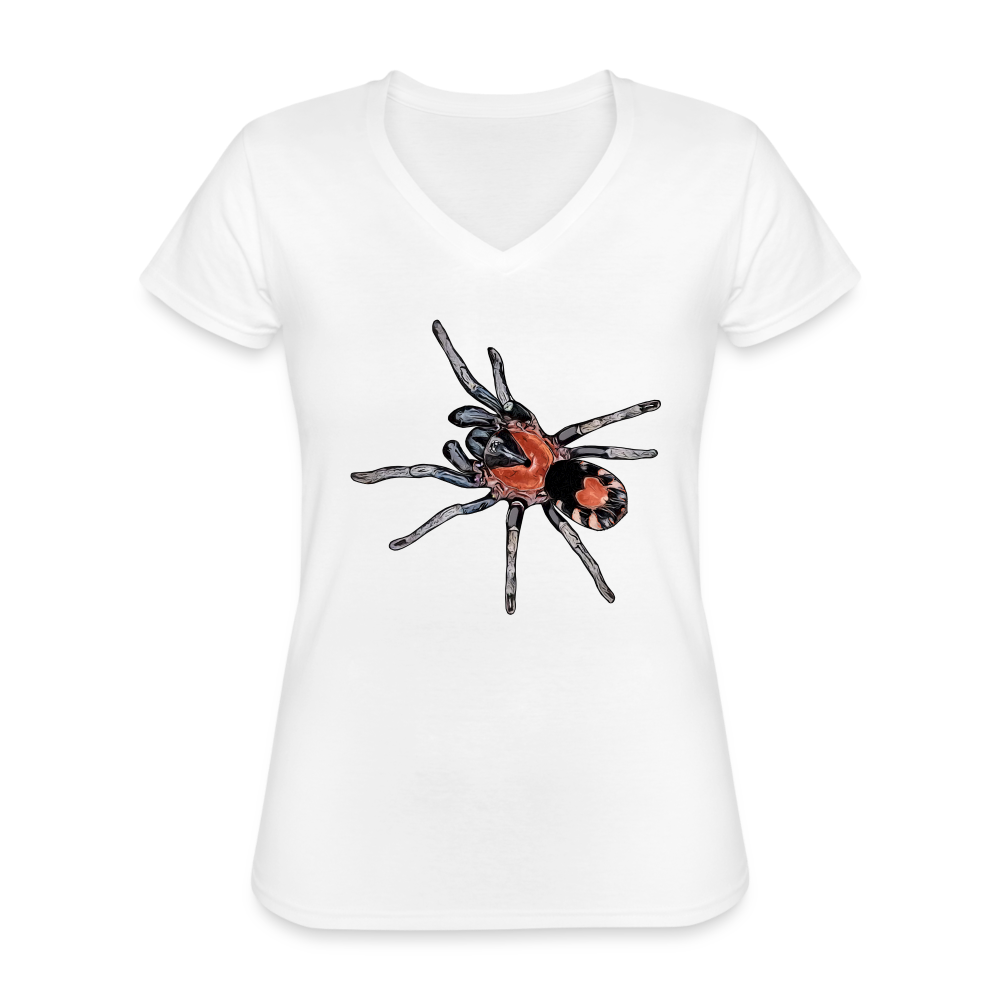 Frauen-T-Shirt mit V-Ausschnitt Cyriocosmus elegans - weiß