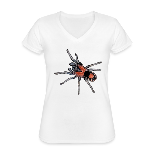 Frauen-T-Shirt mit V-Ausschnitt Cyriocosmus elegans - weiß