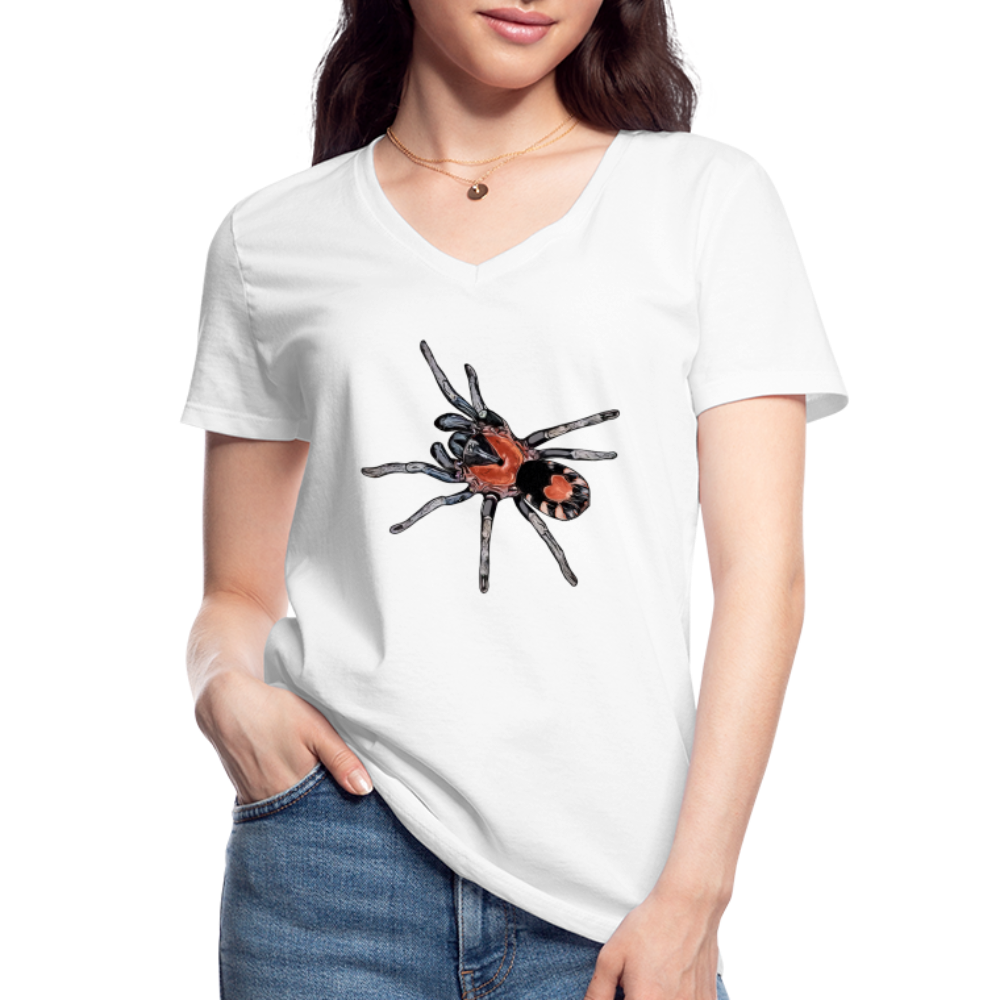 Frauen-T-Shirt mit V-Ausschnitt Cyriocosmus elegans - weiß
