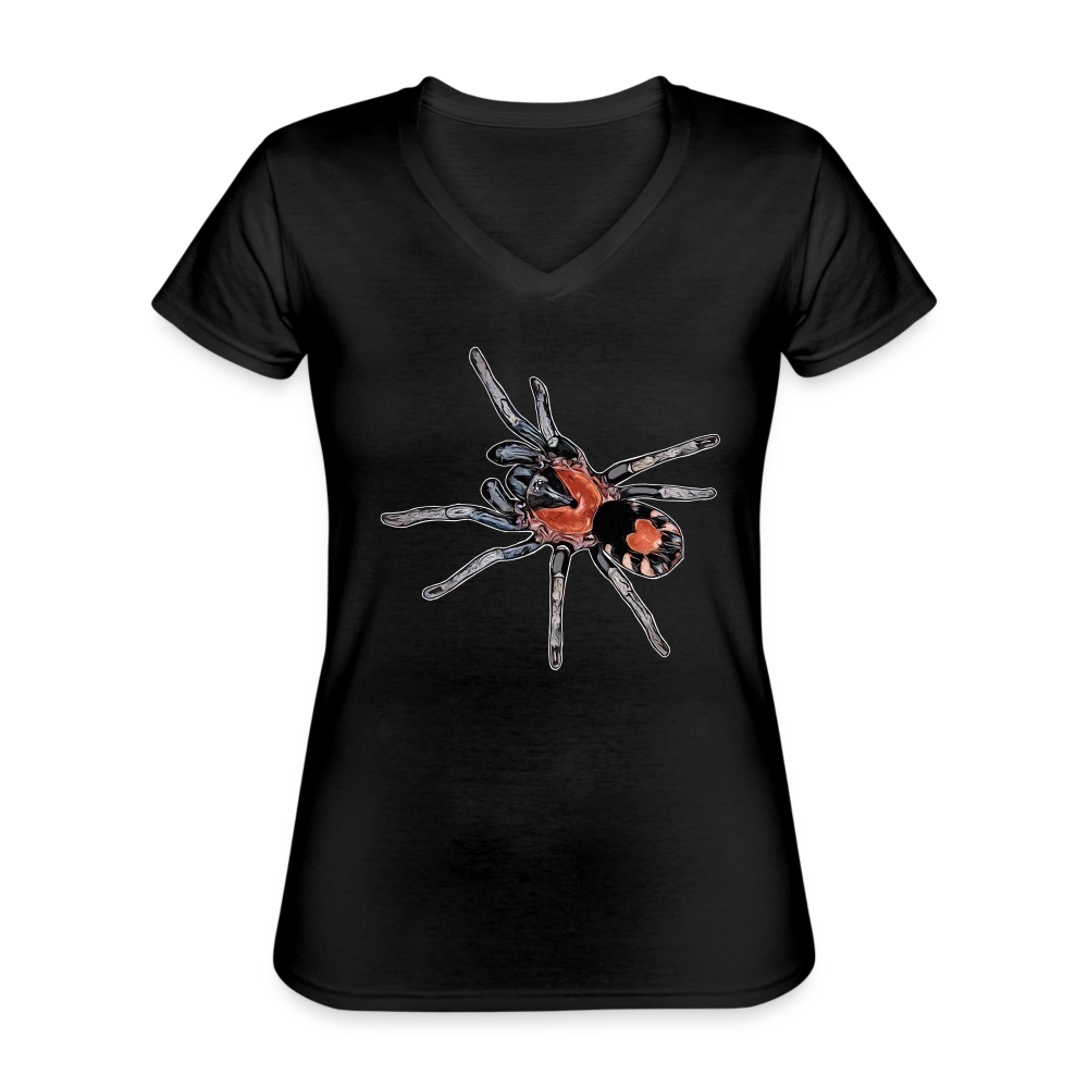 Frauen-T-Shirt mit V-Ausschnitt Cyriocosmus elegans - Schwarz