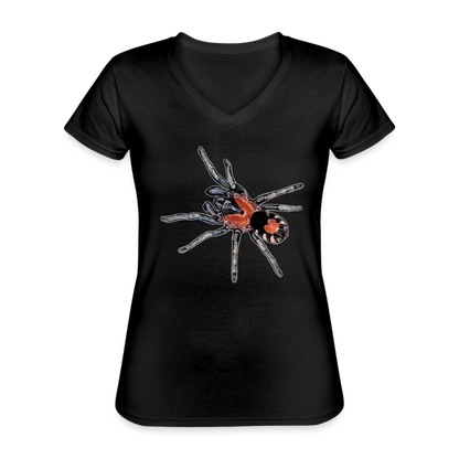 Frauen-T-Shirt mit V-Ausschnitt Cyriocosmus elegans - Schwarz