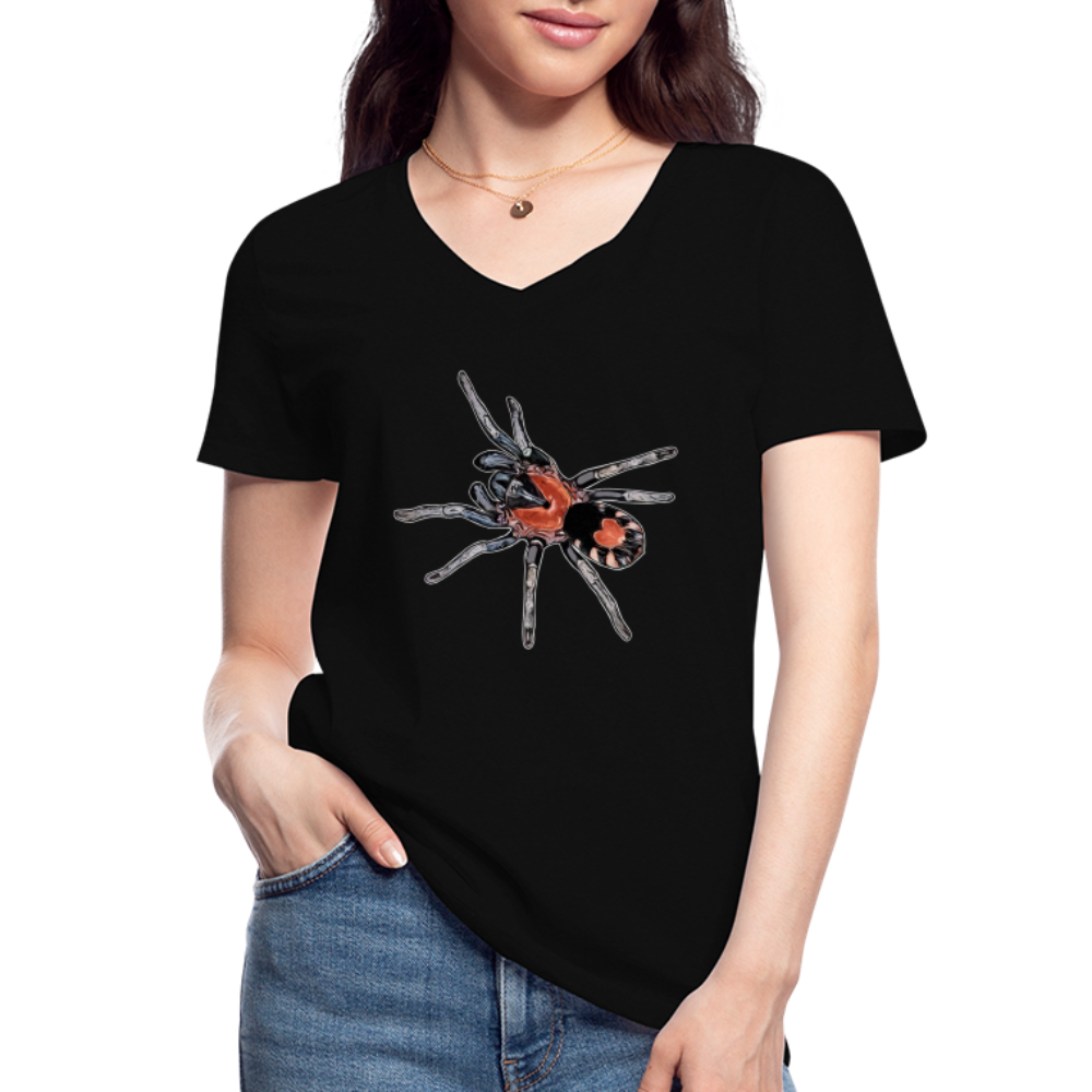 Frauen-T-Shirt mit V-Ausschnitt Cyriocosmus elegans - Schwarz