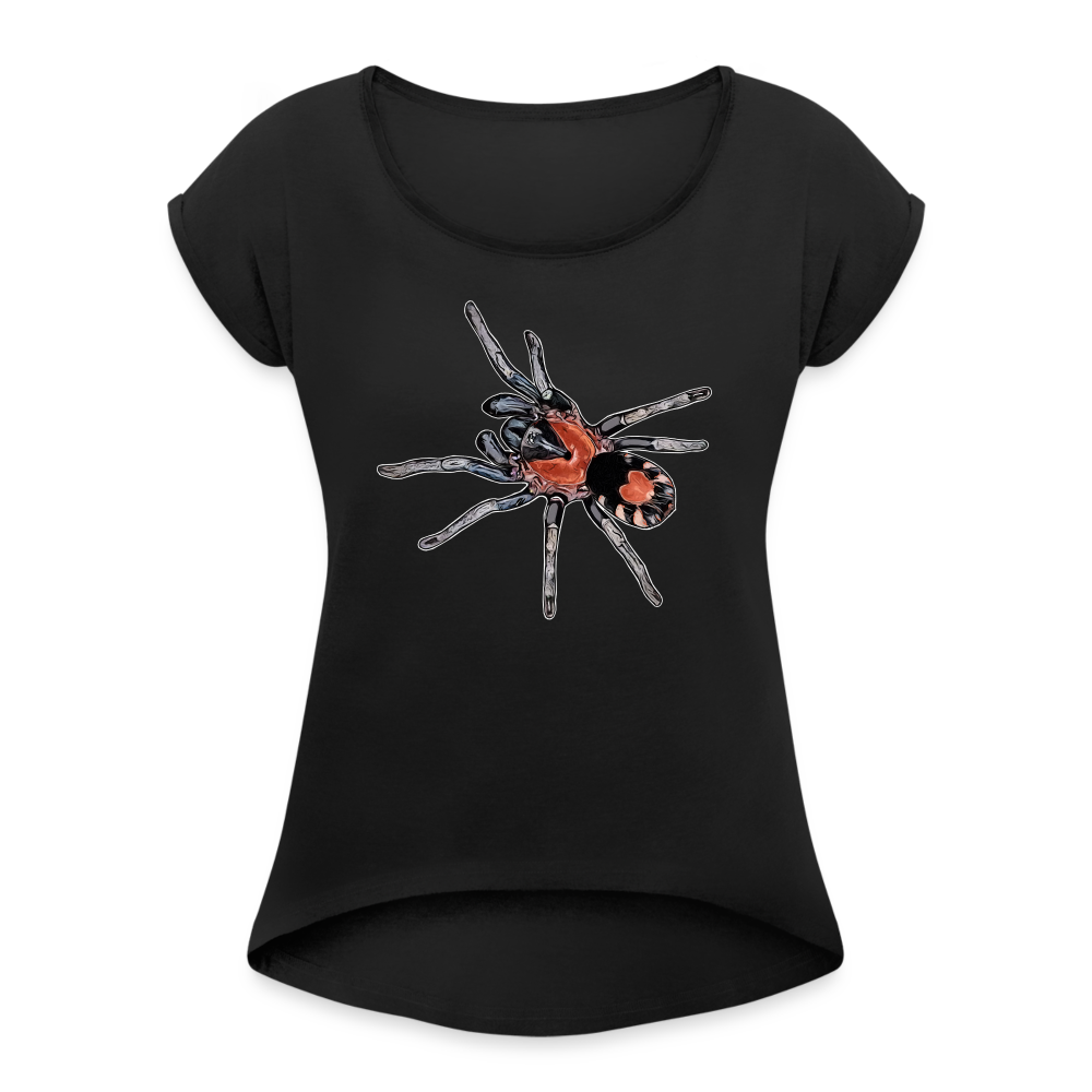 Frauen T-Shirt mit gerollten Ärmeln Cyriocosmus elegans - Schwarz