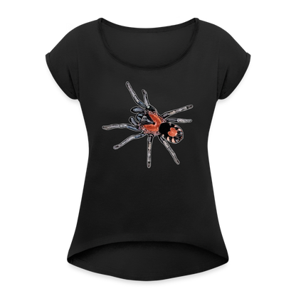 Frauen T-Shirt mit gerollten Ärmeln Cyriocosmus elegans - Schwarz