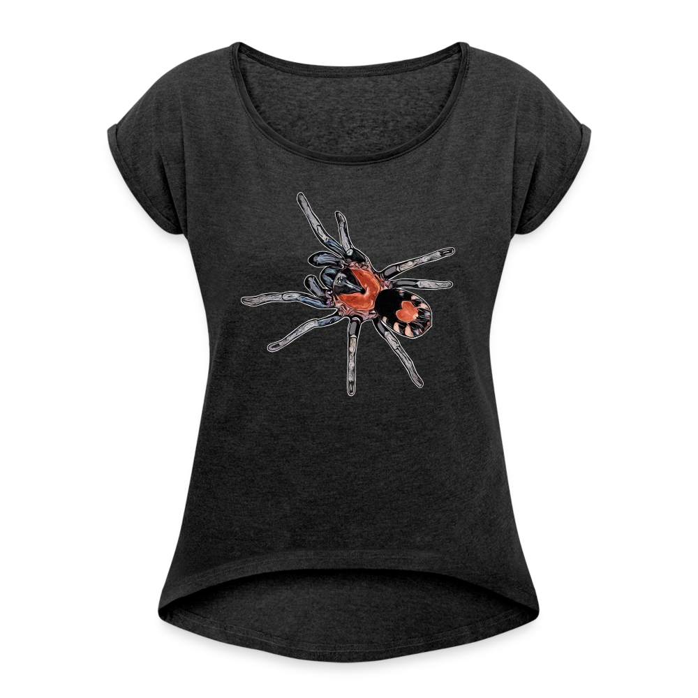 Frauen T-Shirt mit gerollten Ärmeln Cyriocosmus elegans - Schwarz meliert