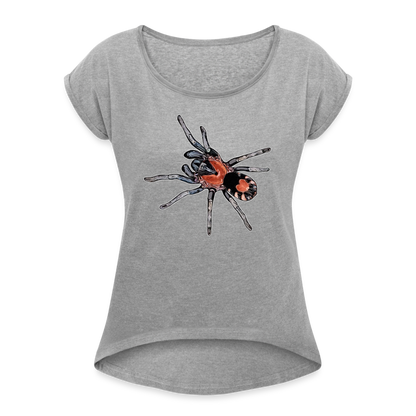 Frauen T-Shirt mit gerollten Ärmeln Cyriocosmus elegans - Grau meliert