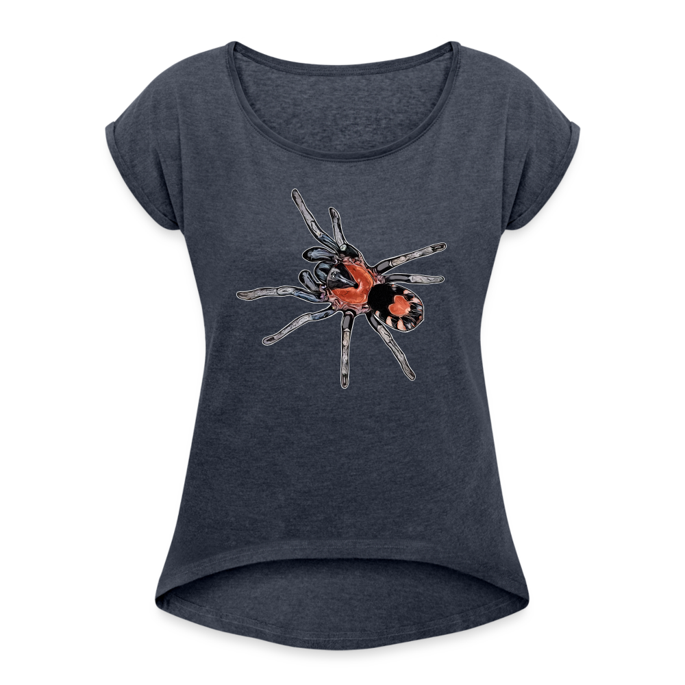 Frauen T-Shirt mit gerollten Ärmeln Cyriocosmus elegans - Navy meliert