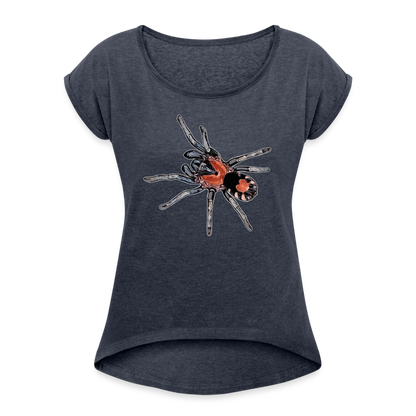 Frauen T-Shirt mit gerollten Ärmeln Cyriocosmus elegans - Navy meliert