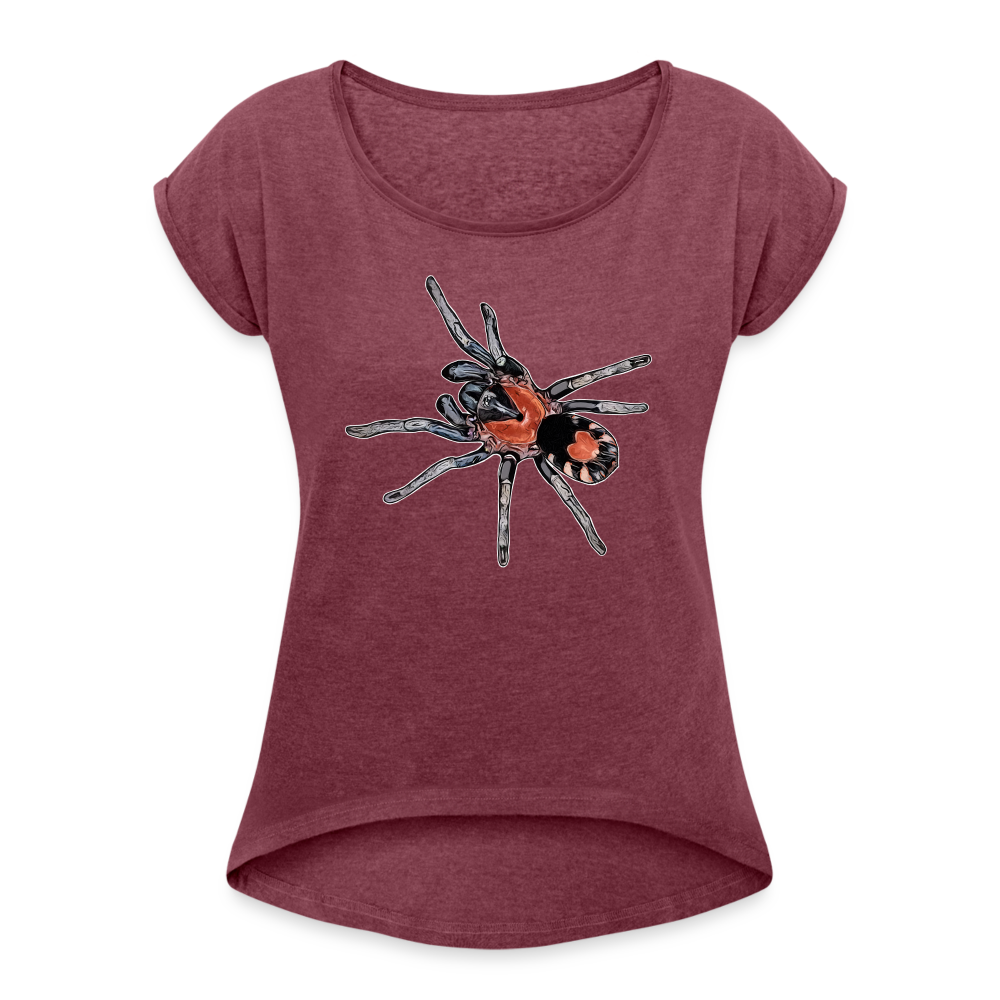 Frauen T-Shirt mit gerollten Ärmeln Cyriocosmus elegans - Bordeauxrot meliert