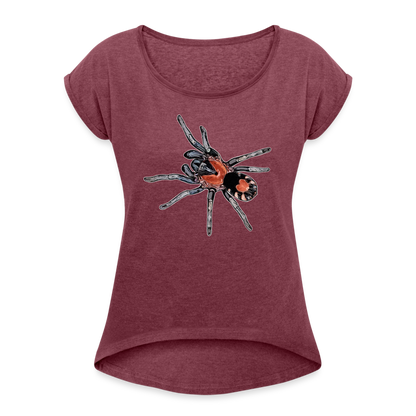 Frauen T-Shirt mit gerollten Ärmeln Cyriocosmus elegans - Bordeauxrot meliert