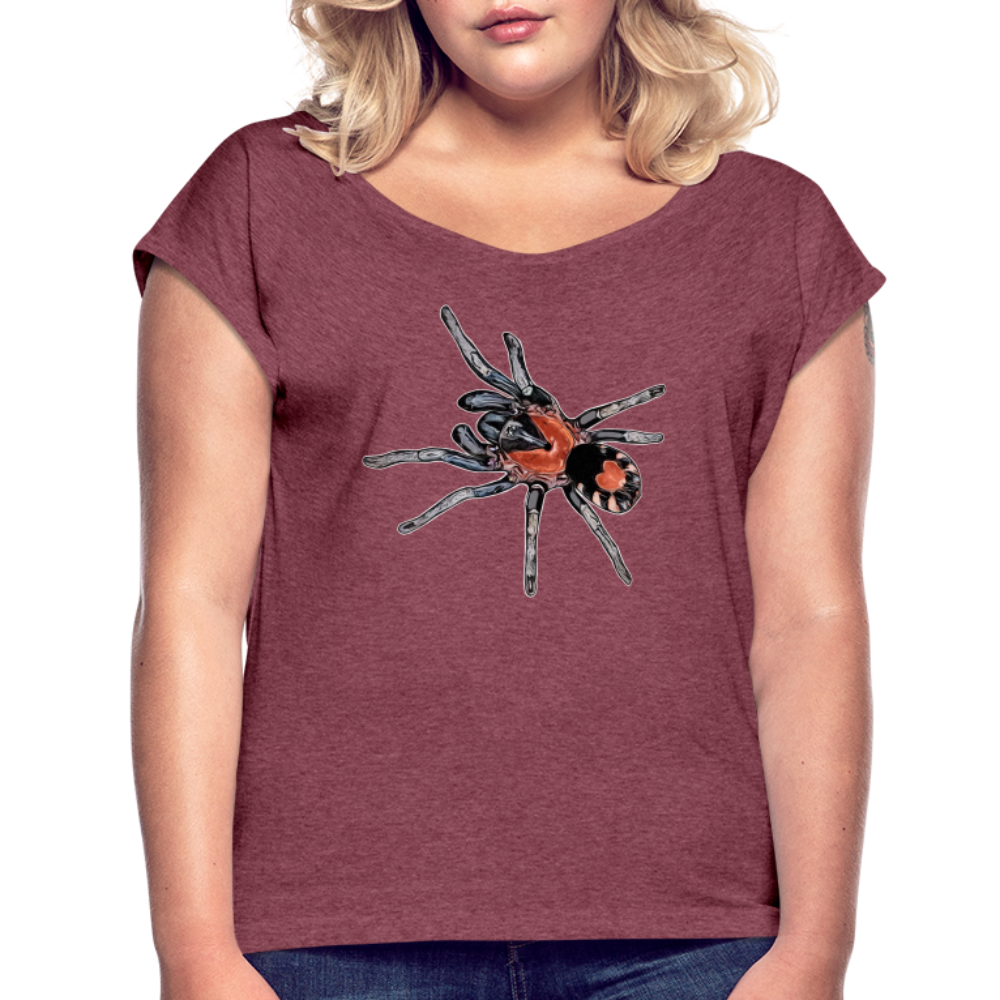 Frauen T-Shirt mit gerollten Ärmeln Cyriocosmus elegans - Bordeauxrot meliert