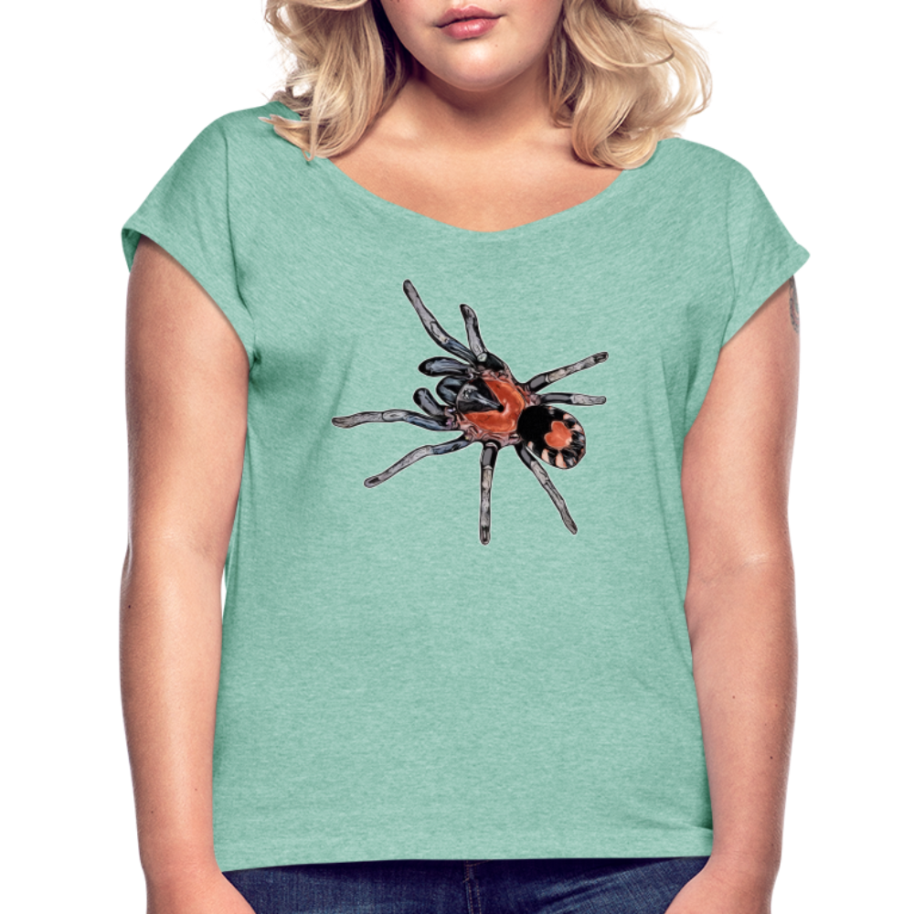 Frauen T-Shirt mit gerollten Ärmeln Cyriocosmus elegans - Minze meliert