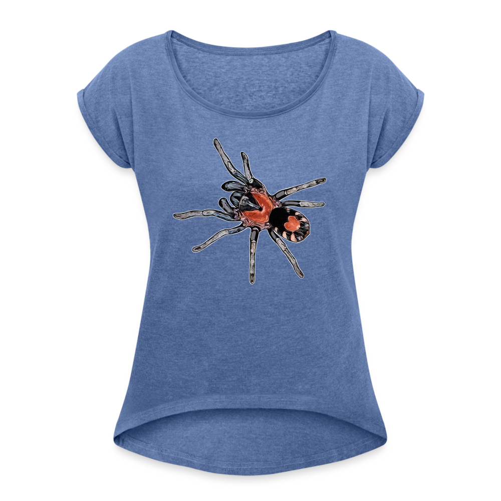 Frauen T-Shirt mit gerollten Ärmeln Cyriocosmus elegans - Denim meliert