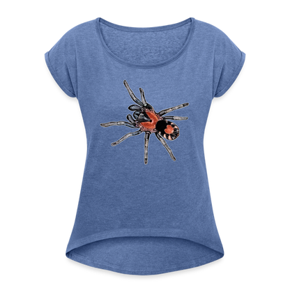 Frauen T-Shirt mit gerollten Ärmeln Cyriocosmus elegans - Denim meliert