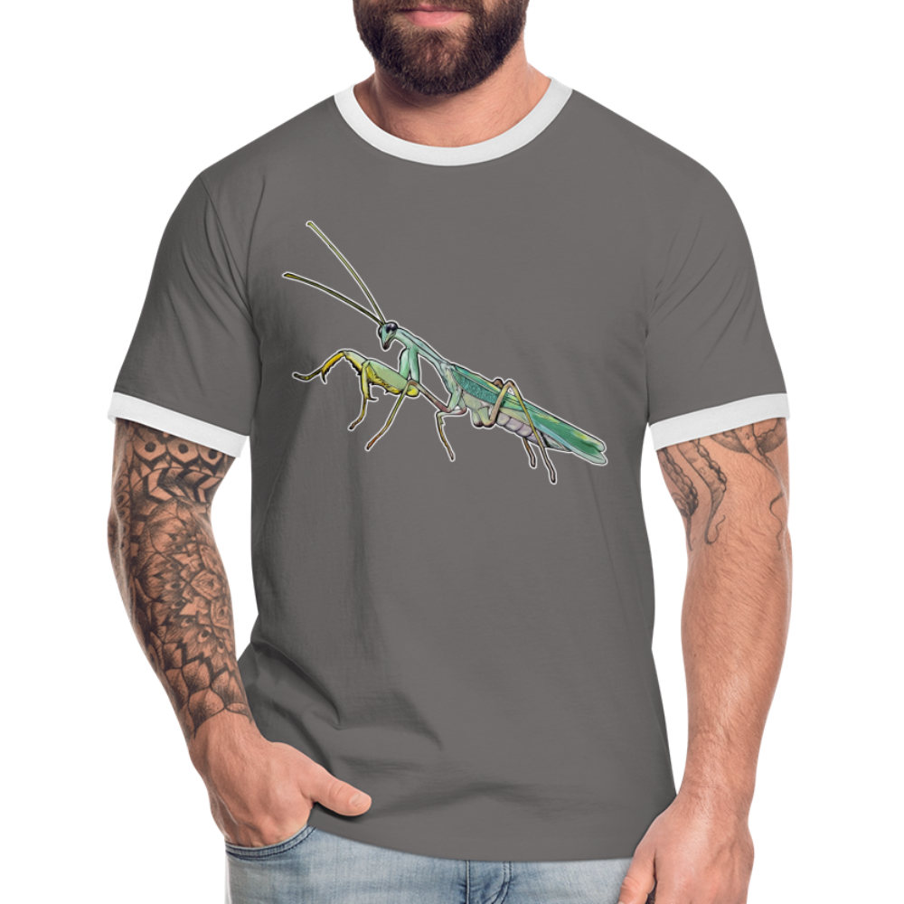 Männer Kontrast-T-Shirt Sphodromantis lineola male - Dunkelgrau/Weiß