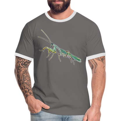 Männer Kontrast-T-Shirt Sphodromantis lineola male - Dunkelgrau/Weiß