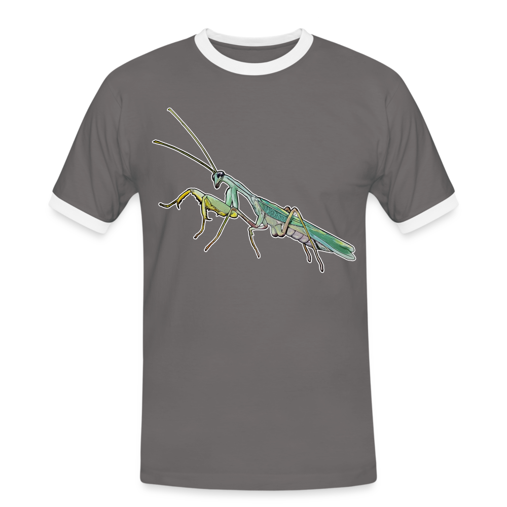 Männer Kontrast-T-Shirt Sphodromantis lineola male - Dunkelgrau/Weiß