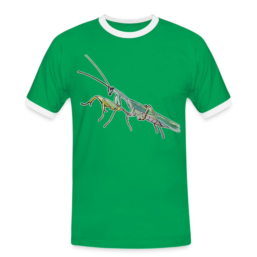 Männer Kontrast-T-Shirt Sphodromantis lineola male - Kelly Green/Weiß