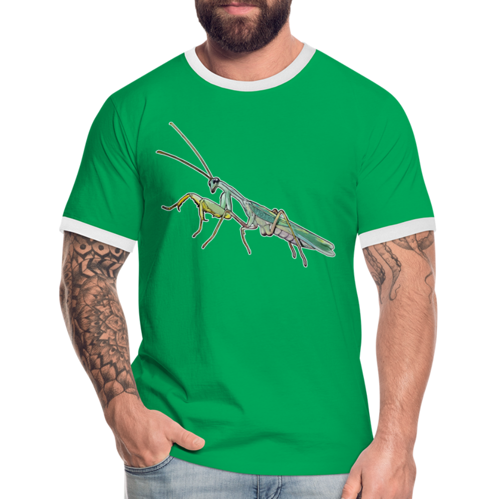 Männer Kontrast-T-Shirt Sphodromantis lineola male - Kelly Green/Weiß