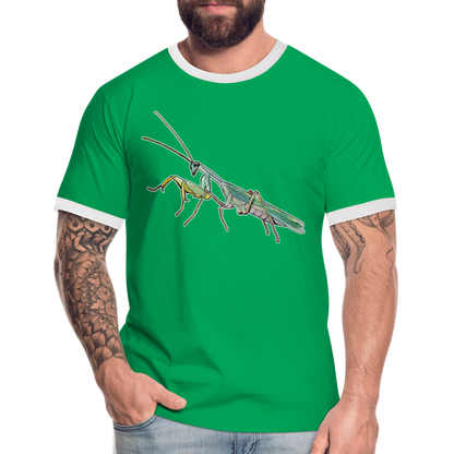 Männer Kontrast-T-Shirt Sphodromantis lineola male - Kelly Green/Weiß