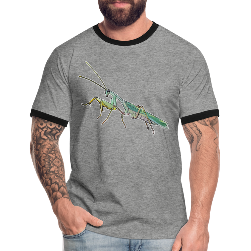 Männer Kontrast-T-Shirt Sphodromantis lineola male - Grau meliert/Schwarz