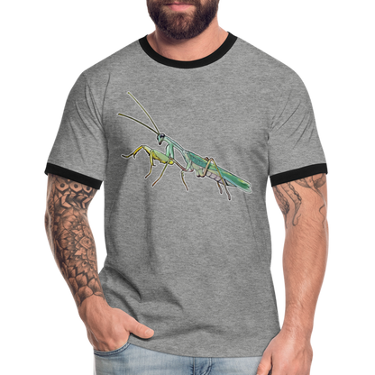 Männer Kontrast-T-Shirt Sphodromantis lineola male - Grau meliert/Schwarz